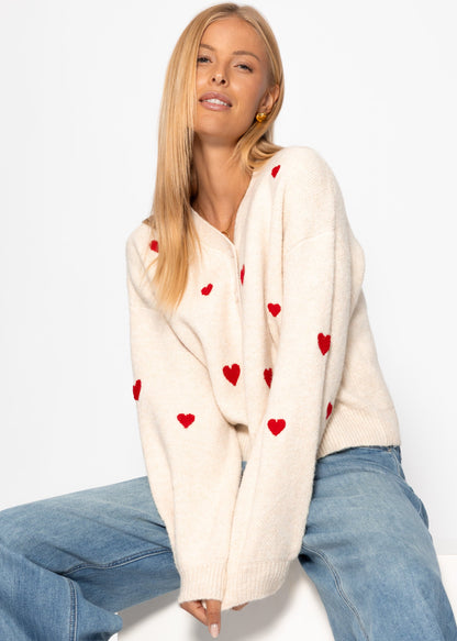 Eva™ – Winterstrickjacke mit Herzmuster
